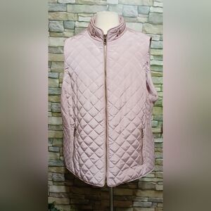 Dress Barn 3X Pink Quilted Zip Up Vest Cottagecore